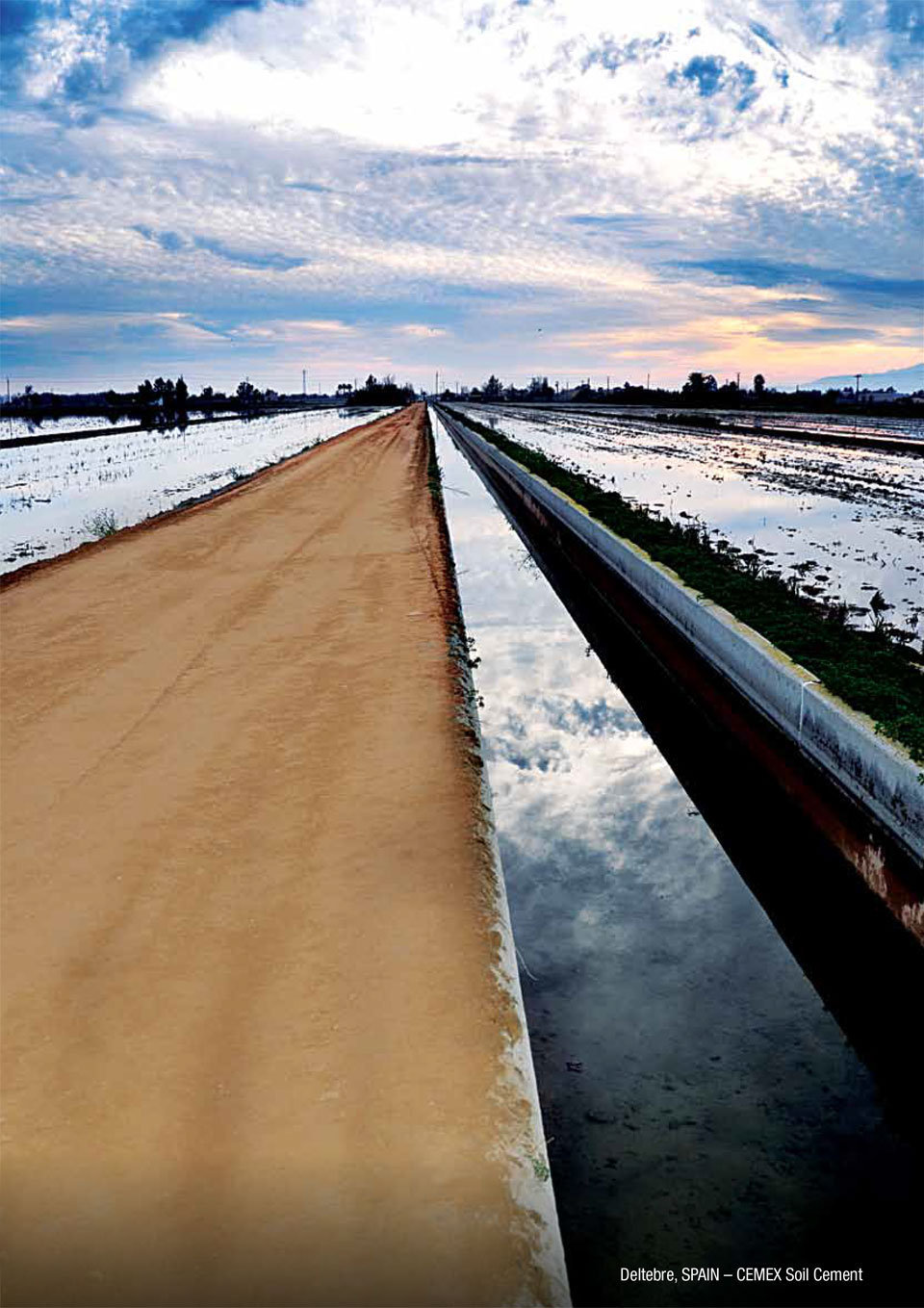 the image shows a road built with soil cement